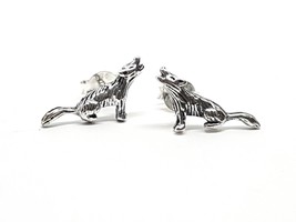 Wolf Ohrringe Howling Wolf Echte Sterling 925 Silber Ohrstecker in Box - £12.61 GBP