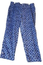 CHICO&#39;S Luxe Utility Blue Geo Ankle Pant Sz 2P (LP) Pockets Cotton Nylon... - £15.10 GBP