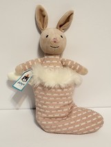 Jellycat 10&quot; Bunny Shimmer Stocking Plush Brand New Rabbit Pink Nursery Nwt - $19.79