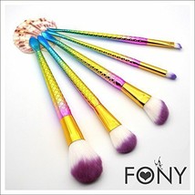 FONY Mermaid Makeup Brushes 5 Pcs Professional Makeup Brush Set - £11.86 GBP