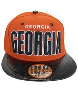 Georgia Men&#39;s Adjustable Snapback Baseball Cap Hat Red/Black Textured Bill - £11.95 GBP