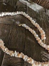 Vintage Hawaiian  Chipped Puka Sea Shell Necklace Surfer Choker Shell Necklace - £19.88 GBP