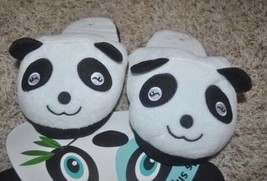 Girls Slippers Teen Panda White Black Slide Slip On Plush Non Slip-sz M - $8.91