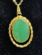 Vintage Sorrento 1/20 12k Gold Filled Brooch Necklace w/ Jadeite Pendant - £21.22 GBP
