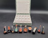 10 Miniature Semi Precious Stone Chinese Musical Instrument Figurines w/... - $197.99