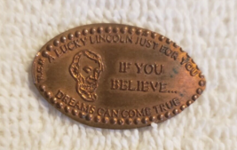 Flattened Penny - 1960 - Lucky Lincoln Just For You - Believe Dreams - Copper - £7.15 GBP