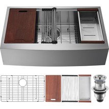 VEVOR Farmhouse Kitchen Sink, 304 Stainless Steel Drop-In Sinks, Single Bowl Bas - €262,27 EUR