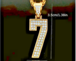 Baseball 14K Gold Plated Iced CZ Number Pendant Chain 24&quot; Drip Necklace #7 - £17.91 GBP