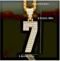 Baseball 14K Gold Plated Iced CZ Number Pendant Chain 24&quot; Drip Necklace #7 - £17.94 GBP