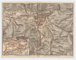 1910 Original Antique City Map Of Bad Ischl / Vicinity Of Bad Ischl / Austria - £18.72 GBP