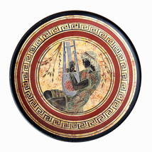 Apollo Ceramic Plate Playing The Lyre Greek Handmade Meander Design 02236 - $44.99