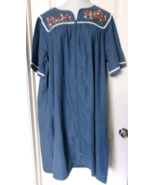 Go Softly Blue Embroidered nightgown size 2X Short sleeve 100% Cotton fr... - $41.55 CAD