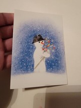 Holiday Greeting Card Vintage Christmas Flowers For The Snowman &#39;88 Magi... - $8.82