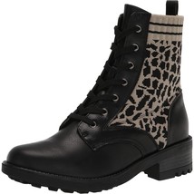 LifeStride Women Combat Boots Knockout Size US 6.5M Black Taupe Leopard - £28.55 GBP