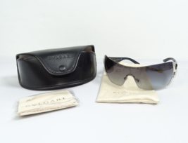 Bvlgari Shield Sunglasses #651B 948/8G Gray Mirrored Lens Crystals Black - £114.56 GBP