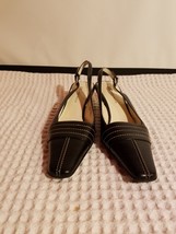 Womens Authentic Anne Klein Black High Heels Leather Upper Balance Manmade 6.5 M - £31.85 GBP