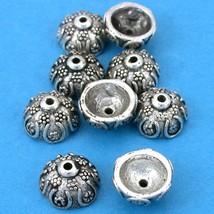 Flower Bead Caps Bali Antique Silver Plated 11mm 16 Grams 8Pcs Approx. - £5.40 GBP
