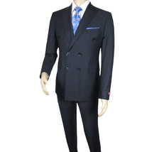 Men Suit BERLUSCONI Turkey Italian Wool 180's Double Breasted UGS94-12 Navy image 3