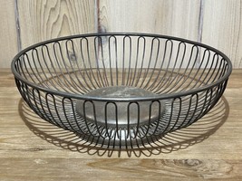Vintage Silver Plated Round Metal Basket Table Decor Fruit Bread MCM Boho Style - £15.01 GBP