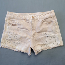 Hippie Laundry Women Shorts Size 29 Stretch Tan Khaki Studded Cheeky Cut-Off Zip - £8.42 GBP