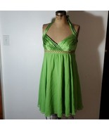 Adrianna Papell Boutique Dress Size 14 Prom Green 100% Silk Halter Tinke... - $73.50