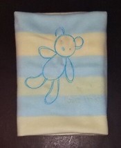 Carter&#39;s Love Me Bear Fleece Baby Security Blanket Lovey Blue Yellow Str... - $14.80