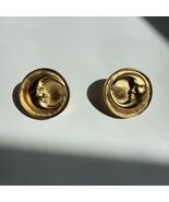 Vintage Anne Klein Gold Crescent Moon Round Earrings  - $1,182.19 MXN