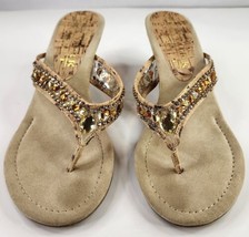 New York Transit Sandals Womens Size 9M Gold with Rhinestones Fun Time W... - £20.39 GBP