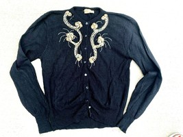 Susan Scott VTG 1950s Beaded Black Zephyr Wool Cardigan Rockabilly Sweat... - €38,44 EUR
