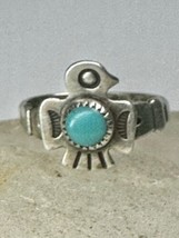Phoenix ring Navajo turquoise  band size 4.50 sterling silver women  girls - £57.99 GBP