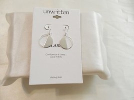 Unwritten 1-1/4&quot;Sterling Silver Circle Dangle Drop Fish Hook Earrings F102 - $23.03