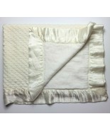 Quiltex Baby Blanket Ivory Satin Silky Trim Crochet Knit Top Acrylic Und... - $47.52 CAD