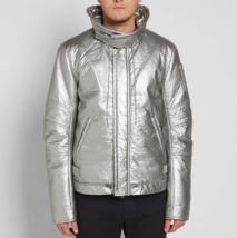 HELMUT LANG Mens Puffer Astro Moto Solid Silver Size S H07RM401 - $608.57