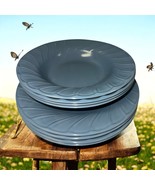 Vtg Cornflower Blue Anacapa Melamine Dinner Plate Soup Bowl Swirl Melmac... - $628.77 MXN
