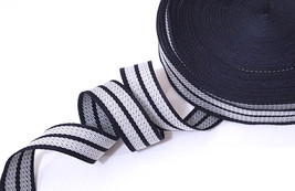 3/4&quot; 20mm wide -Navy Blue (Near Black) w/ Diagonal Stripes Grosgrain Ribbon GR42 - £4.78 GBP+