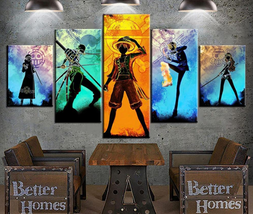 5 Pcs Canvas Wall Poster Painting Luffy Character Anime Living Room Home... - £7.93 GBP
