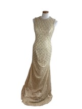 Lace Gold Sequin Evening Formal Gown Dress Small Medium Prom - £44.34 GBP