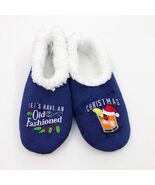 Snoozies Men&#39;s Slippers Old Fashioned Christmas Large 11/12 Navy Blue - $17.80 CAD
