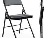 JHK Leather Padded Folding Chairs 2 Pack Premium Comfort Cushioned - $62.99+