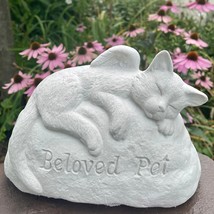 Outdoor Cat Memorial For Garden 9&quot; Concrete Kitty Angel Cement Statue Stone Head - £35.17 GBP