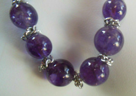 Heavy Purple Glass Graduated Ball Chain Necklace - £35.80 GBP
