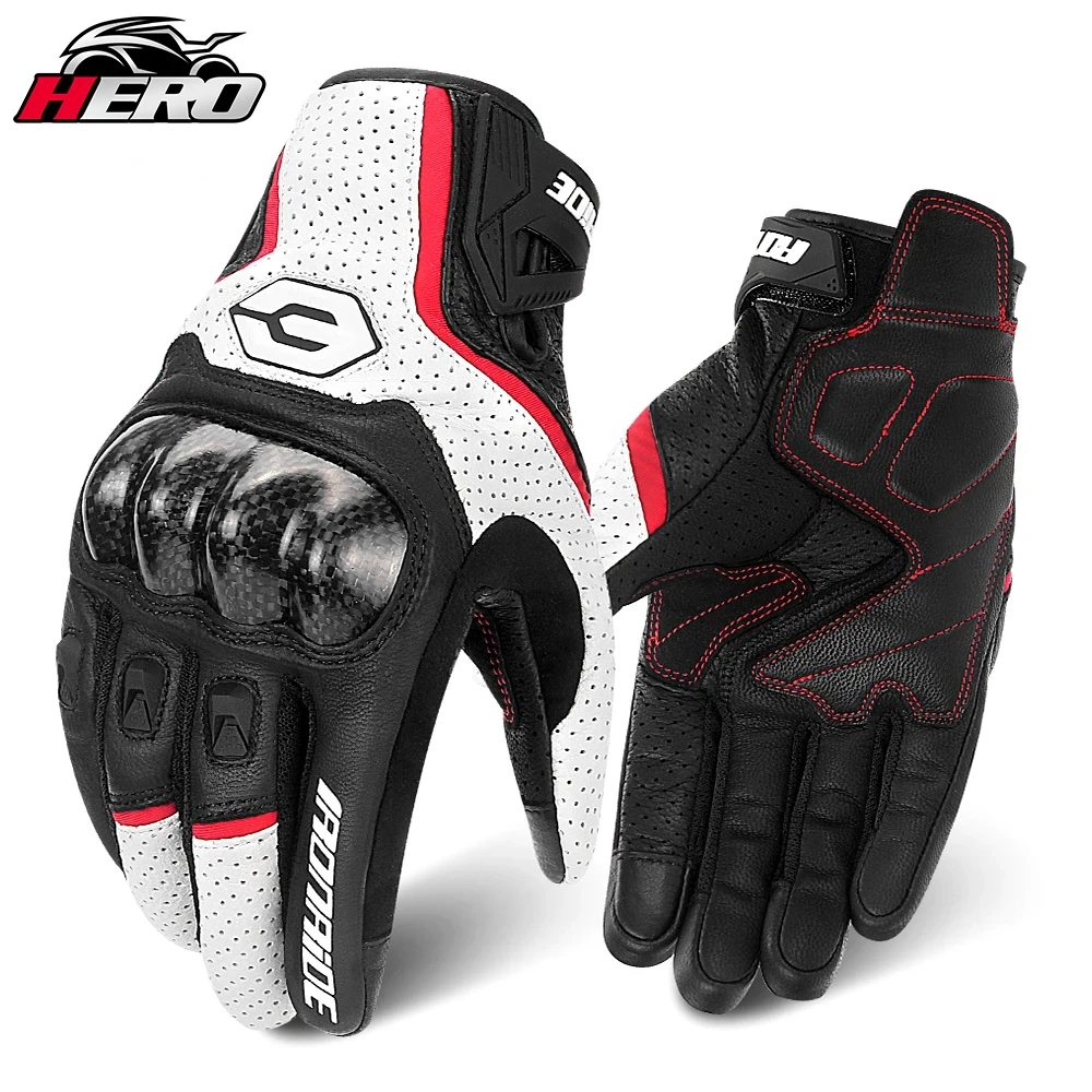 Motorcycle Leather Gloves Waterproof Moto Gloves Goatskin Leather Breathable - £45.19 GBP