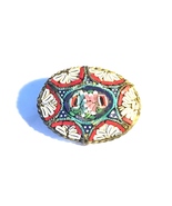 Colorful Antique Oval Mosaic Italian Brooch, 1920s Trumpet Clasp - £20.67 GBP