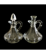 Vintage Clear Glass Cruets Oil &amp; Vinegar Set of 2 With Stoppers - £18.77 GBP