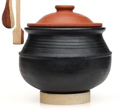 Deep Burned Clay Rice Handi/Earthen/Mud Pot with Lid  1 Liter - £41.93 GBP+