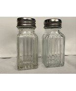 Textured Glass Salt And Pepper Shakers Set Vintage Original Metal Lids *... - £7.09 GBP