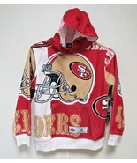 NFL San Francisco 49ers Red Hooded Pullover Sweatshirt Helmet M(10-12) - £25.73 GBP