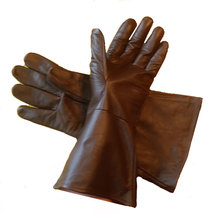 Leather Gauntlet Gloves Dark Brown Medium Long Arm Cuff - $29.70