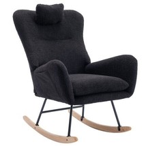 35.5 inch Rocking Chair with Pocket, Soft Teddy Fabric Rocking Chair for... - $138.35