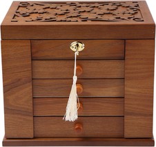 Changsuo Wooden Jewelry Box For Women, Solid Wood Organizer With Combo, Cherry - £83.02 GBP